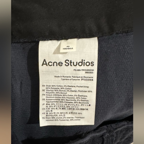 Men’s Deep Navy Acne Studios wide leg corduroy trousers - Picture 5 of 5